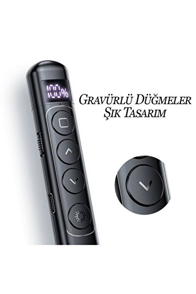 Apera Kablosuz Sunum PowerPoint Slayt Sayfa Çevirme Kalemi Kırmızı İşaretçi Işıklı Projektör Kumandası