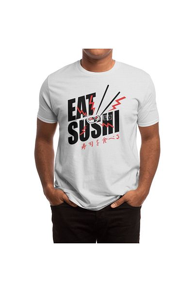 Fizello Λευκό μπλουζάκι Unisex - Eat Sushi, Ανδρικό και Γυναικείο T-shirt