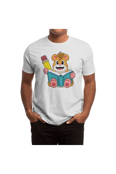 Fizello Tricou cu hamster alb pentru bărbați și femei - cu detaliu carte și stilou