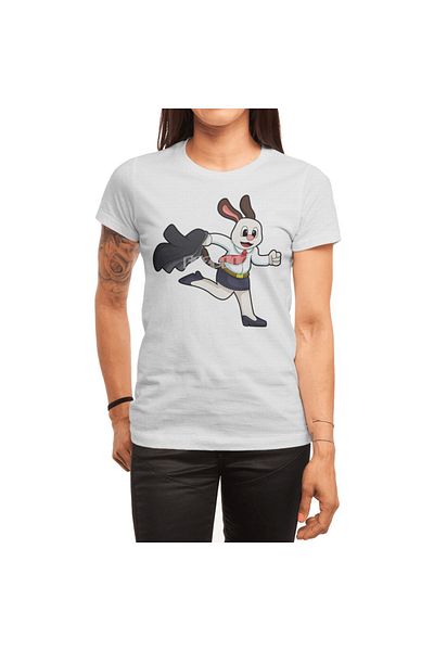 Fizello Unisex White T-Shirt - Dog as Secretary with Skirt, Men's and Women's T-Shirt