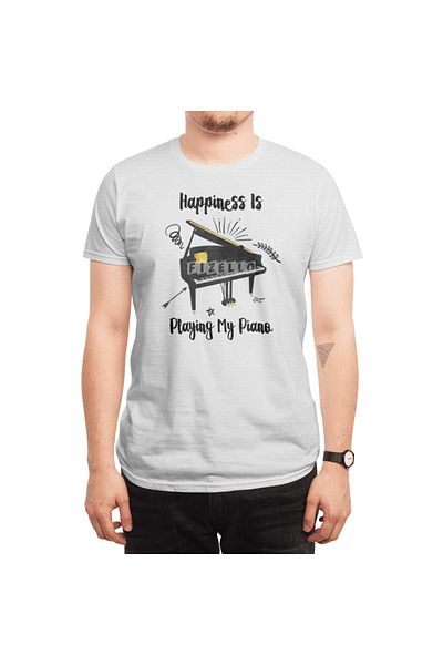 Fizello Tricou alb unisex pentru bărbați și femei - model My Piano Playing
