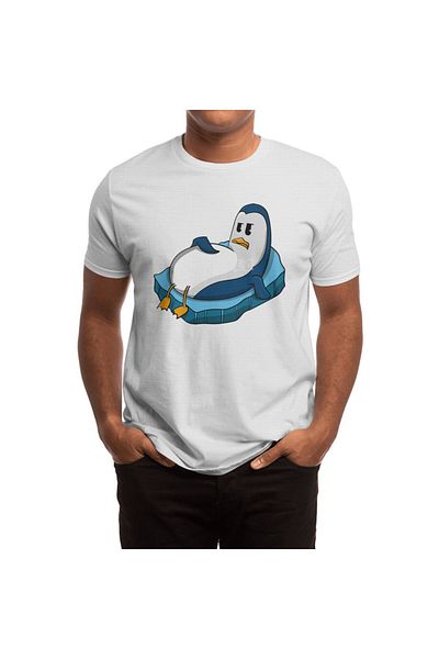 Fizello Μπλουζάκι για άνδρες και γυναίκες - Fat Penguin Illustration, Unisex Λευκό T-shirt