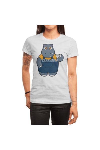 Fizello Λευκό μπλουζάκι Unisex με μοτίβο Hippo Coffee Cup για άνδρες και γυναίκες