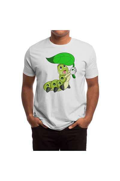 Fizello Bílé tričko pro muže a ženy - Caterpillar With Leaf Unisex Design