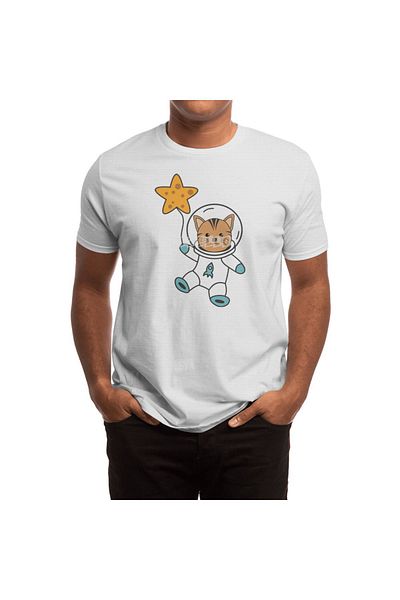 Fizello Μπλουζάκι Unisex White Astronaut Cat Planet Moon Star Space