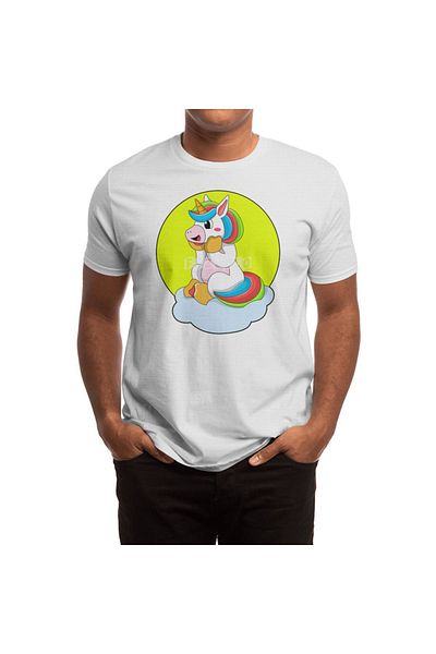Fizello Tricou alb cu vârf deschis unicorn - model Cloud & Sun, tricou pentru bărbați și femei