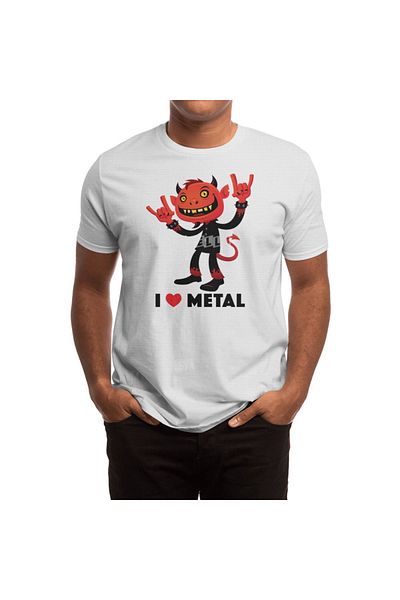 Fizello Tricou alb unisex I Love Metal Devil