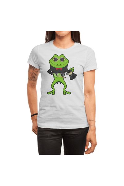 Fizello Ανδρικό και γυναικείο λευκό μπλουζάκι - Frog as Magician με λεπτομέρεια μαγικό ραβδί και καπέλο