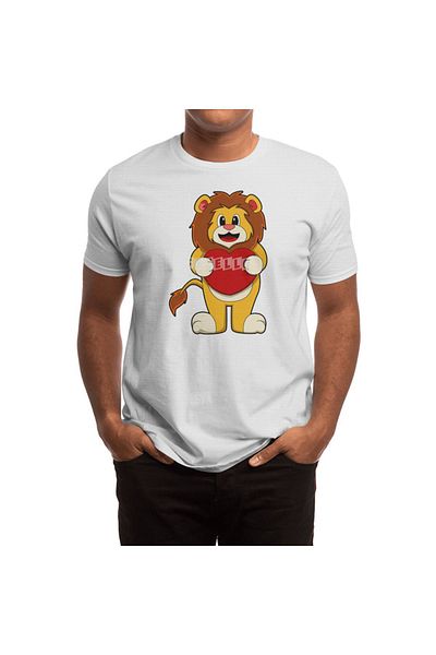 Fizello Ανδρικό και γυναικείο λευκό μπλουζάκι Lion With Heart