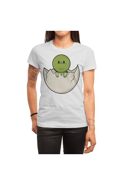Fizello Ανδρικό και γυναικείο λευκό μπλουζάκι - Turtle As Baby With Eggshell Design