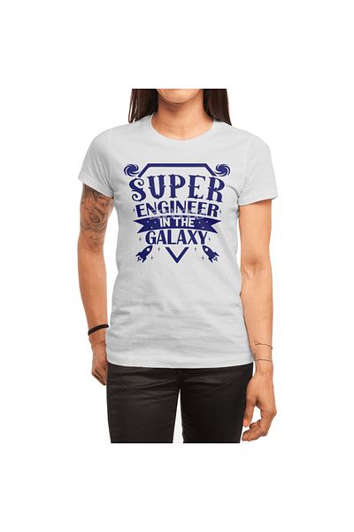 Fizello Λευκό μπλουζάκι Super Ingineer In The Galaxy Unisex