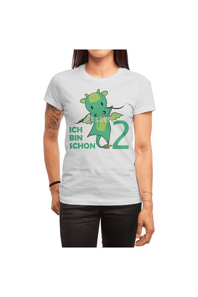 Fizello Dragon Green - Λευκό μπλουζάκι για γυναίκες και Unisex το 2, T-shirt Fairy Tale για 2α γενέθλια