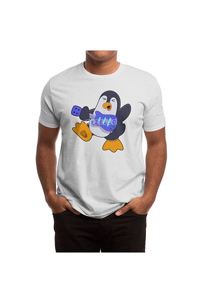 Fizello Penguin At Music With Guitar - Unisex Λευκό T-Shirt