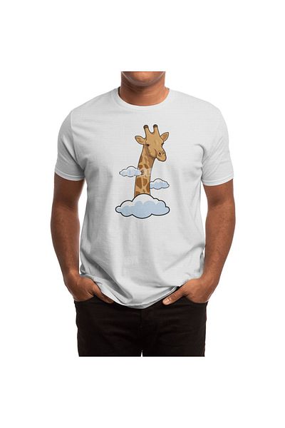 Fizello Tricou alb unisex - Girafa cu nori Design