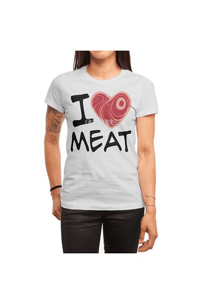 Fizello Tricou alb unisex I Love Meat
