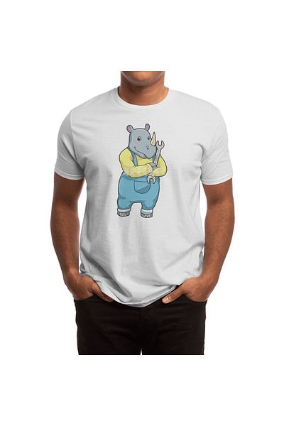 Fizello Μπλουζάκι Unisex Λευκό Rhino As Mechanic With Wrench