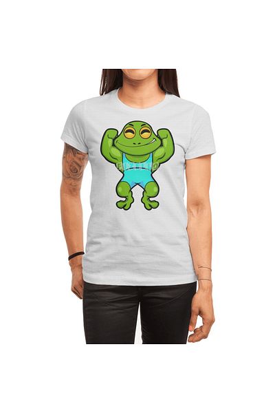 Fizello Ανδρικό και γυναικείο μπλουζάκι Unisex White Bodybuilder Frog