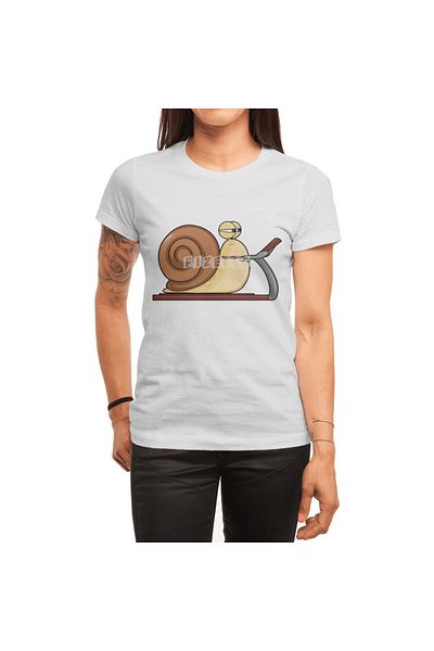 Fizello Men's and Women's White Snail Patterned Jogging T-Shirt - Unisex Treadmill T-Shirt