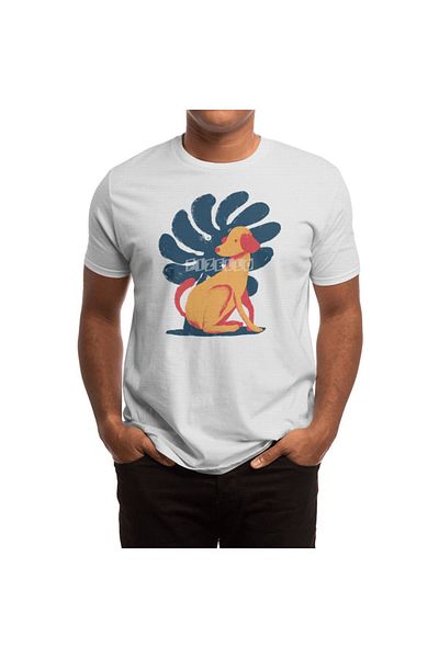 Fizello Tricou alb pentru bărbați și femei - cu model câine și monstru