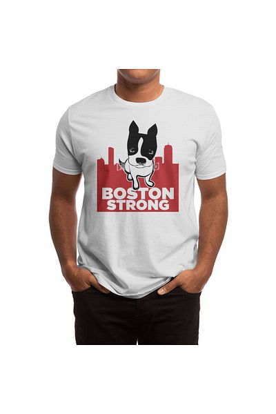 Fizello Boston (TERRIER) Strong - Λευκό μπλουζάκι Unisex για άνδρες και γυναίκες
