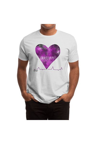 Fizello Tricou alb unisex - Heartbeat Cute Purple Heart, Love Mi Amor For Him, Decoratiuni de Craciun