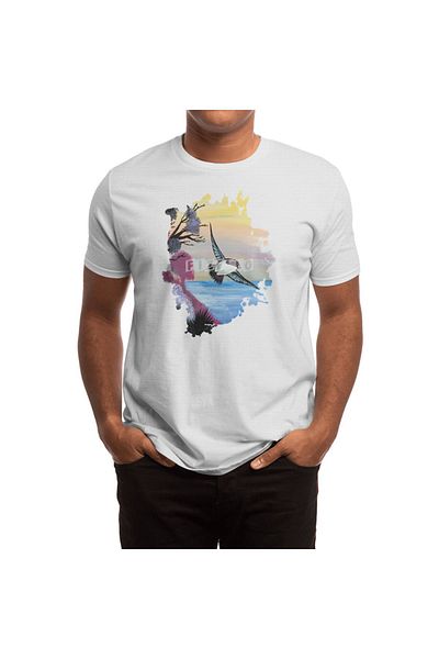 Fizello Ανδρικό και γυναικείο λευκό μπλουζάκι Unisex - A Birds View
