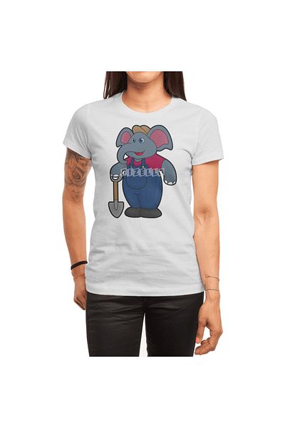 Fizello Elephant As Farmer - Tricou alb unisex pentru bărbați și femei, cu detalii Shovel