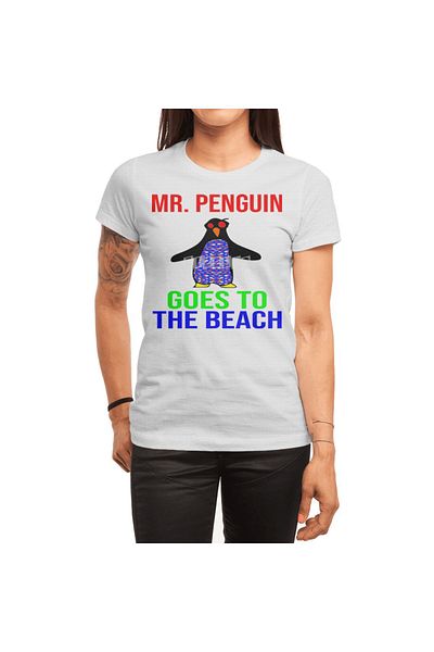 Fizello Μπλουζάκι Mr Penguin Face Beach - Ανδρικό, Γυναικείο, Unisex Λευκό T-shirt