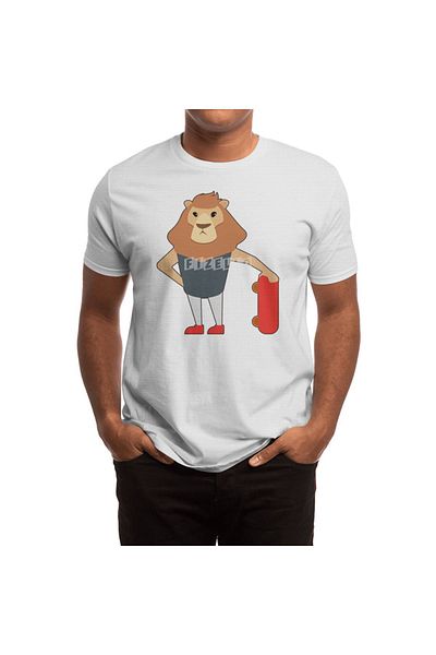 Fizello Tricou White Lion pentru bărbați și femei - Skater și Skateboard cu detalii