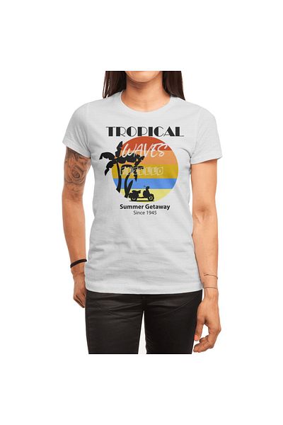 Fizello Tropical Waves Unisex Summer Getaway T-Shirt - Ανδρικό και γυναικείο λευκό μπλουζάκι