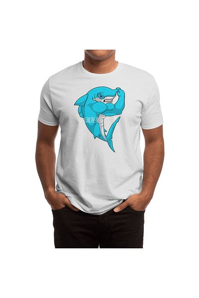 Fizello Μπλουζάκι Bodybuilder με σχέδιο Hammerhead Shark - Ανδρικό, Γυναικείο, Unisex Λευκό
