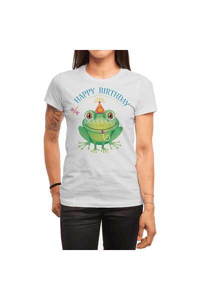 Fizello La mulți ani pentru bărbați și femei, tricou alb cu model Sünday verde și libelule