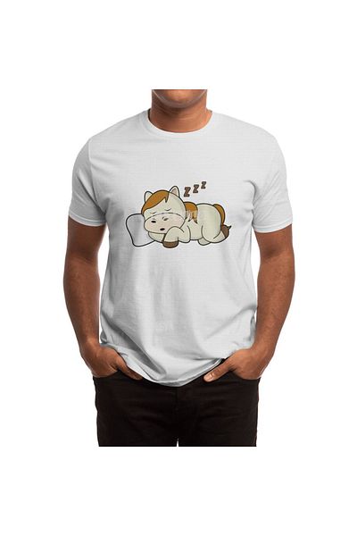Fizello Tricou Alb Unisex - Cal Dormit Cu Design Pernă