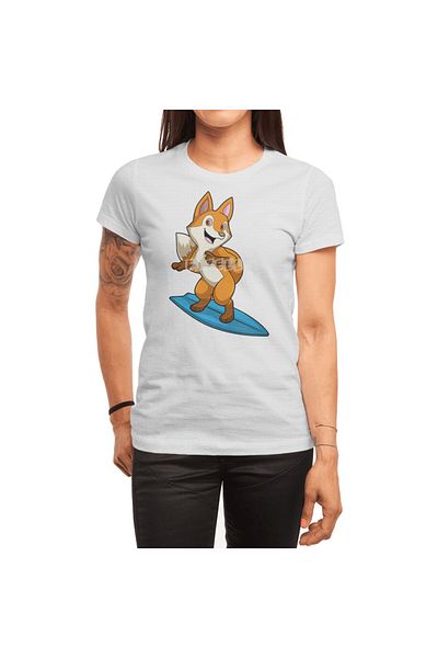 Fizello Fox Surfboard Carrying Surfer Λευκό μπλουζάκι Unisex για άνδρες και γυναίκες