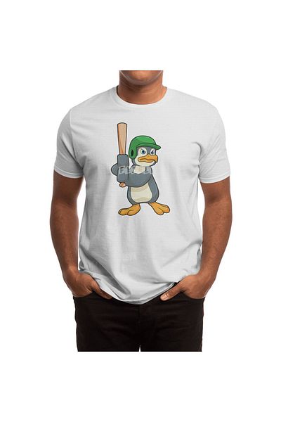 Fizello Μπλουζάκι Penguin για άνδρες και γυναίκες - Θέμα μπέιζμπολ, λεπτομέρεια κράνος, Unisex λευκό