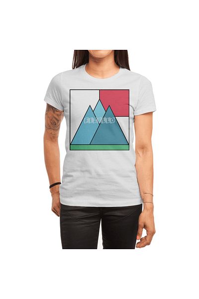 Fizello Simply Mountains - Tricou alb cu textura naturala minimalista pentru barbati si femei