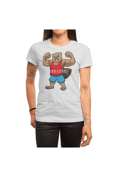 Fizello Beaver Bodybuilder - Tricou pentru bărbați și femei, tricou alb unisex, design Big Upper Arms