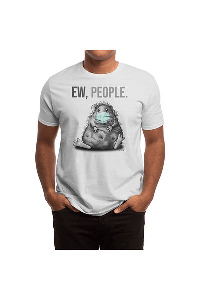 Fizello Μπλουζάκι για άνδρες και γυναίκες - Ew People Guinea Pig with Mask, Unisex Λευκό T-shirt