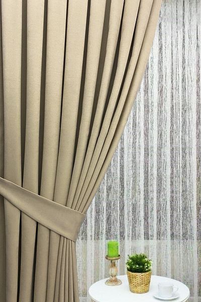 İ.D İpek Dokuma Beige Pleated Background Curtain Velvet Look Honeycomb Texture 1stClass Quality