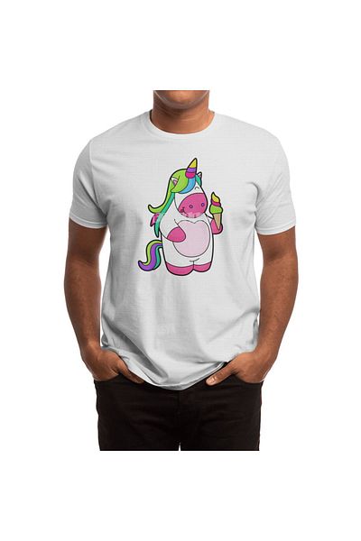 Fizello Λευκό μπλουζάκι Unicorn Waffle Ice Cream με μοτίβο για άνδρες και γυναίκες