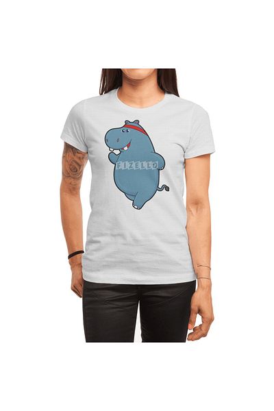 Fizello Hippo At Running - Unisex Λευκό T-shirt, ανδρικό και γυναικείο μπλουζάκι κεφαλής