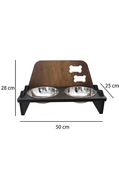 HobiMax Wooden Large Breed Dog Food and Water Bowl with Steel Bowl