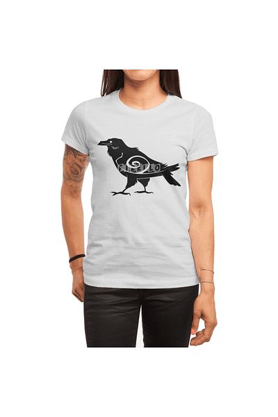 Fizello Tricou alb unisex Tribal Raven - Tricou pentru bărbați și femei