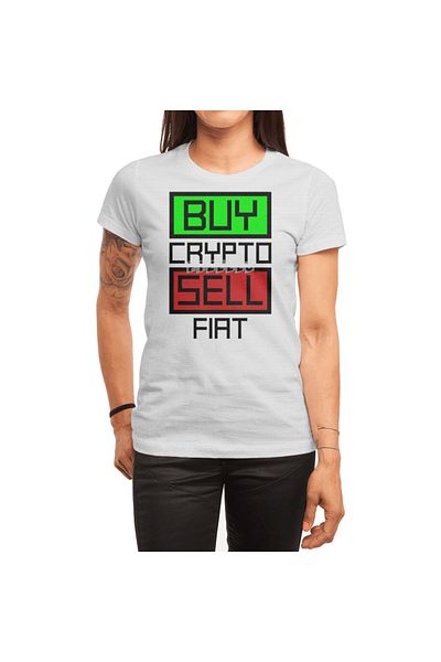 Fizello Tricou alb pentru bărbați și femei - Crypto Buget și Fiat Billet