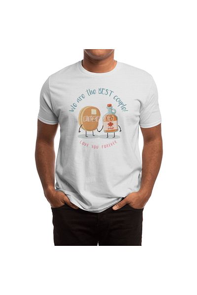 Fizello Λευκό μπλουζάκι Unisex - Σχέδιο "We Are The Best Couple Pancakes & Syrup"