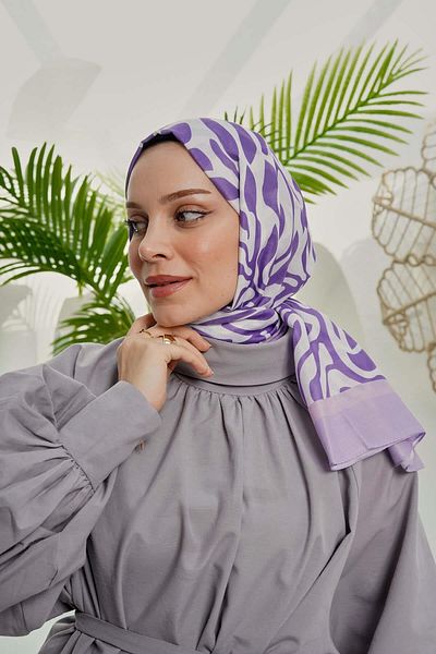 AFVENTE Purple Abstract Patterned Soft Cotton Shawl