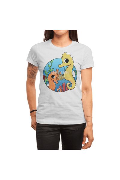 Fizello Ανδρικό και γυναικείο μπλουζάκι Seahorses White Unisex