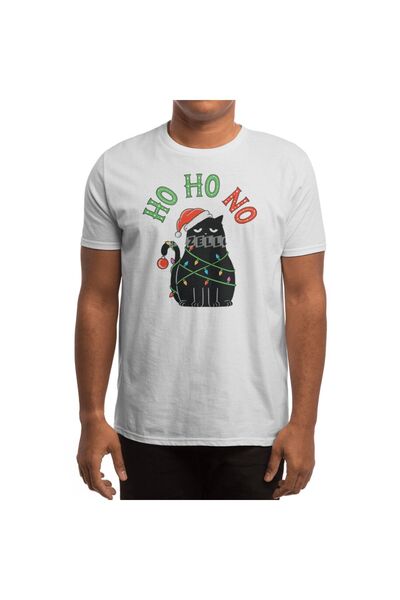 Fizello Men's and Women's Unisex White Cat Christmas T-Shirt