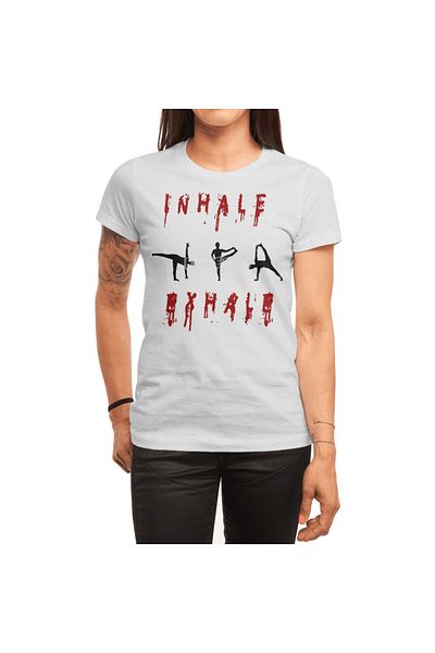 Fizello Λευκό μπλουζάκι με μοτίβο γιόγκα Inhalate Exhale για άνδρες και γυναίκες