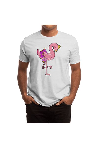 Fizello Flamingo Crown Skirt Patterned Unisex White T-Shirt